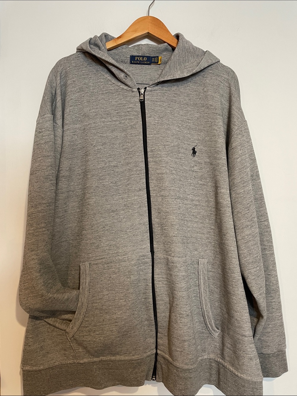 Polo by Ralph Lauren Gray Full-Zip Hooded Sweater with Embroidered Pony 4XL